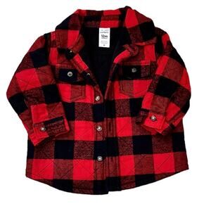 Carter's Red Buffalo Plaid Shacket 12 Months Quilted Flannel Unisex
